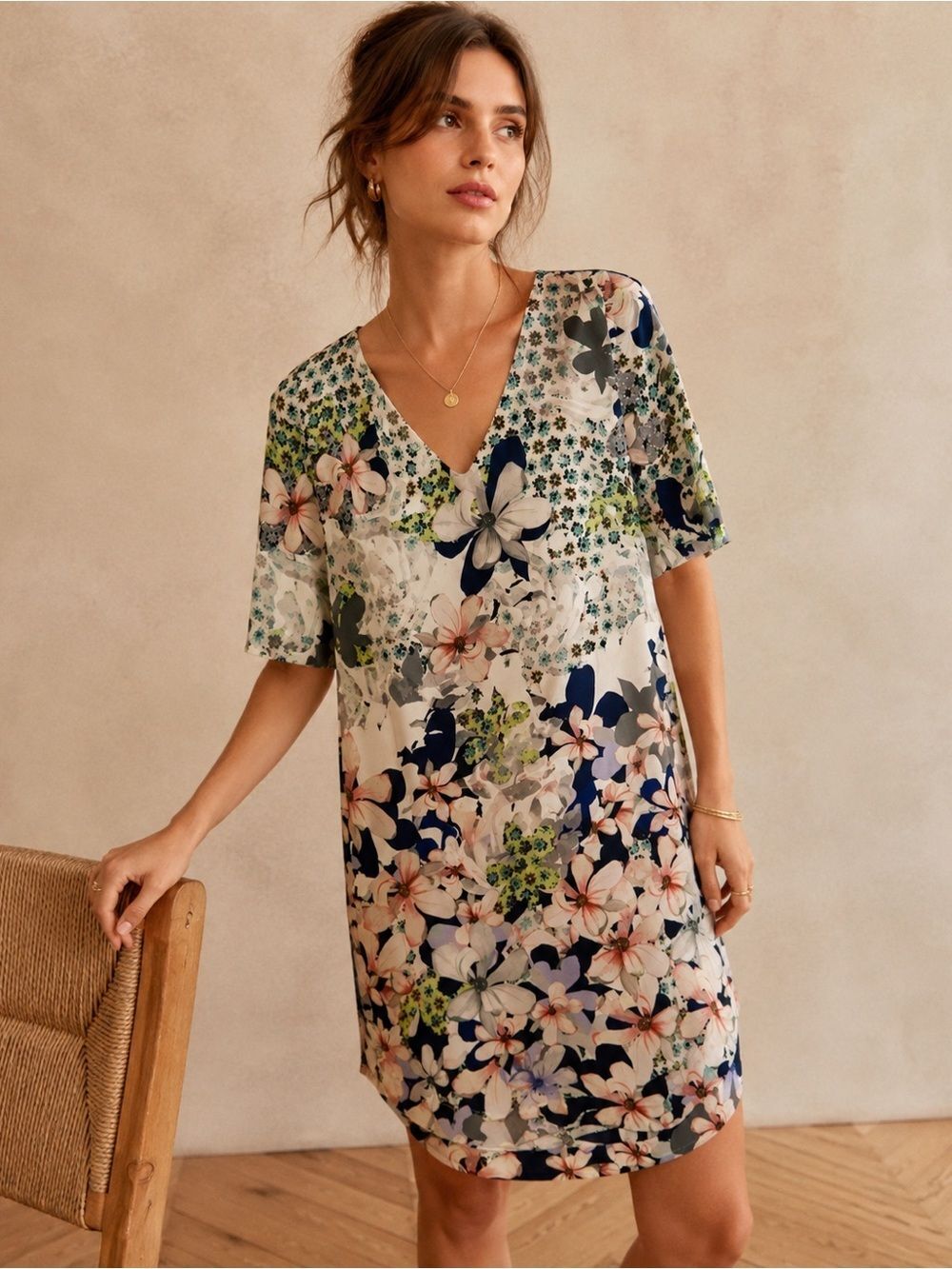 NWOT Megan Park Floral Silk Oversized Shift Dress Luxury